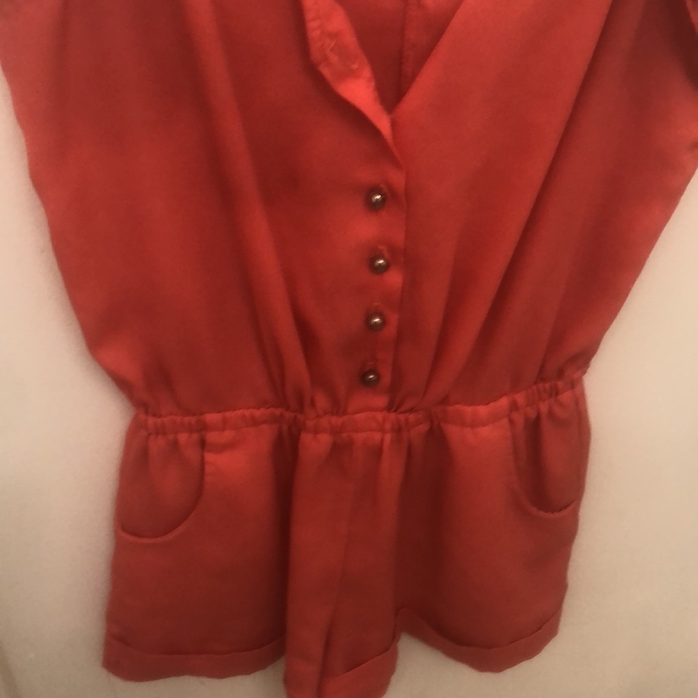 Pink Button Down Romper W Pockets - image 2